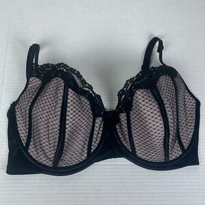 Fredericks Of Hollywood Black Pink Lace Underwire Bra Women's 42DD
